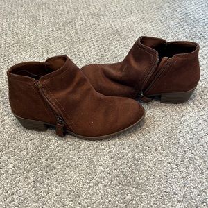 Brown zippered booties